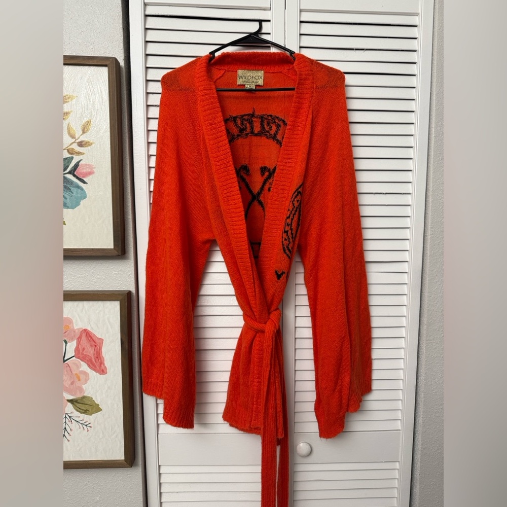 Wildfox Orange Cardigan Cozy Knit Sweater